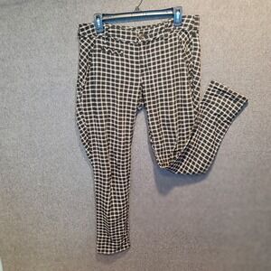 Free‎ People Black White Plaid Trousers Slim Fit Casual Office Womens Size